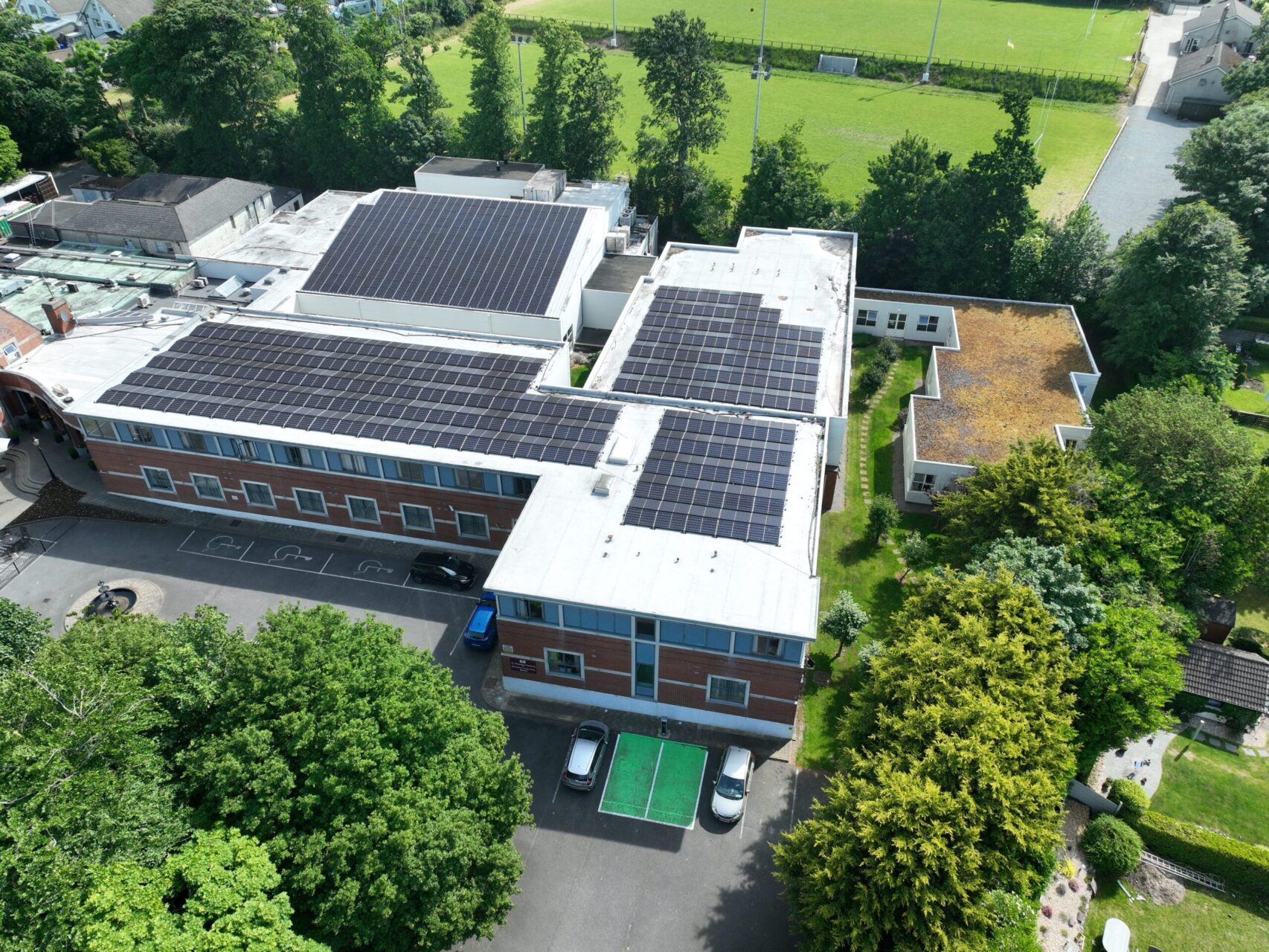 Brandon House Hotel exterior with rooftop solar PV install